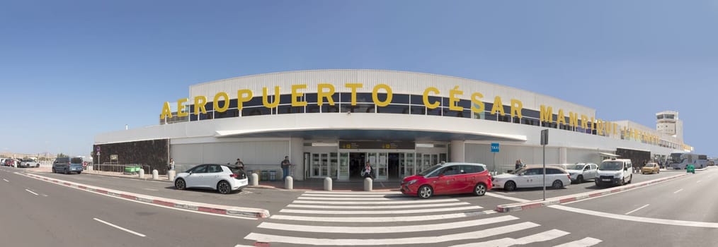 Lanzarote, Spain - February 5, 2023: airport Cesar manrique in Arrecife, Lanzarote, Spain with new terminal building.