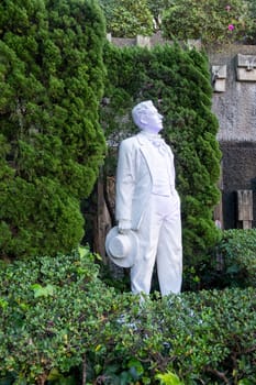 Nagasaki,  Japan - April 1, 2023: Statue in glover Garden of composer Giacomo Puccini, famous for opera Madame Butterfly in Nagasaki. Created by sculptor Gilbert Lebigre in 1996.