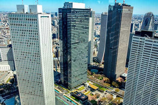 Tokyo, Japan - March 19, 2023: view to skyline of Tokyo from skyline observation platform.
