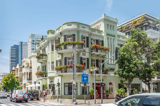 Tel Aviv, Israel - May 18, 2023: Tel Aviv is home to some of the most beautiful Bauhaus buildings in the world.