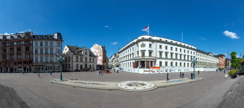 Wiesbaden, Germany - May 18, 2023:  view to old castle and now the parliament building in Wiesbaden, Germany.