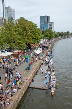 Frankfurt, Germany - August 26, 2023: people have fun visiting the Museumsuferfest - engl: festival of the Museums at the river - in Frankfurt.