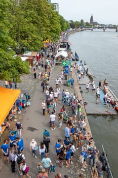 Frankfurt, Germany - August 26, 2023: people have fun visiting the Museumsuferfest - engl: festival of the Museums at the river - in Frankfurt.