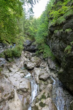Sonthofen, Germany - September 17, 2023: The Starzlachklamm, a beautiful gorge at the foot of the Grunten near Sonfhofen, Immenstadt im Allgau