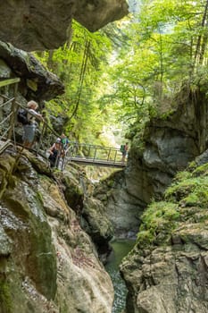 Sonthofen, Germany - September 17, 2023: The Starzlachklamm, a beautiful gorge at the foot of the Grunten near Sonfhofen, Immenstadt im Allgau