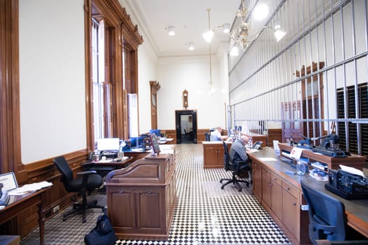Austin, Texas - November 3, 2023: inside the state capitol building in the state treasury of Texas in Austin, USA.