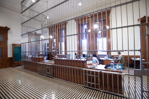 Austin, Texas - November 3, 2023: inside the state capitol building in the state treasury of Texas in Austin, USA.
