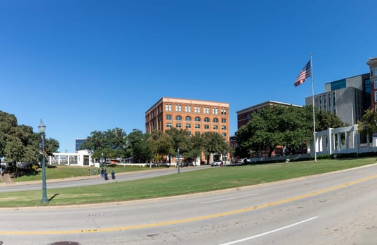 Dallas, USA - November 6, 2023:view at the dealey place in Dallas, the place of the assassination of John f. Kennedy in Dallas.