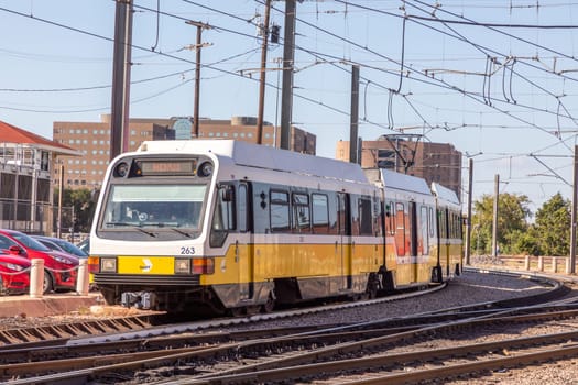 Dallas, USA - November 7, 2023:  Dallas Area Rapid Transit company runs four lines – Red, Blue, Green, and Orange – with all lines passing through downtown Dallas.