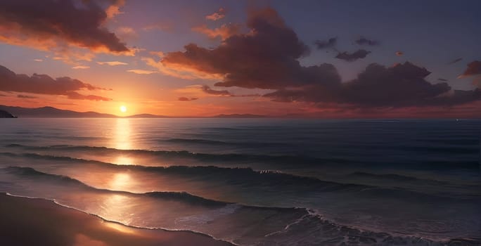 Deep beautiful sunset at the sea