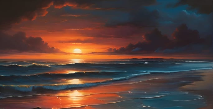Deep beautiful sunset at the sea