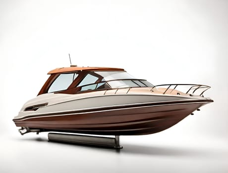 Motor boat closeup on white