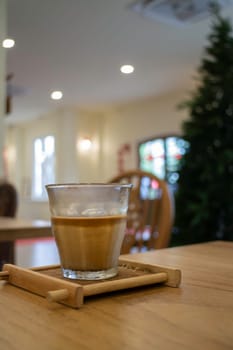 Coffee time with dirty coffee glass on table, stock photo