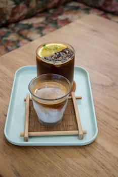 Coffee time with dirty coffee glass on table, stock photo