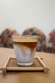 Coffee time with dirty coffee glass on table, stock photo