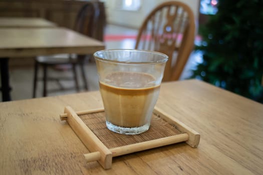 Coffee time with dirty coffee glass on table, stock photo