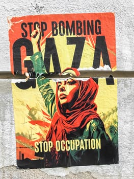 Protest propaganda poster against the war between Hamas and Israel
