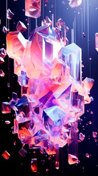Crystal Kaleidoscope. A vivid explosion of crystalline structures with a dynamic, abstract composition. for creative projects, backdrops, or concept art