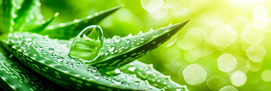 Close-up of aloe vera leaves with dew drops and a soft-focus background.Perfect for health and wellness blogs, natural product marketing.