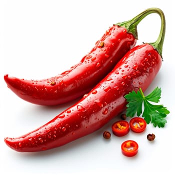 Hot chili pepper on white isolated background AI generated image