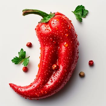 Hot chili pepper on white isolated background AI generated image