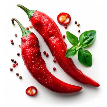 Hot chili pepper on white isolated background AI generated image
