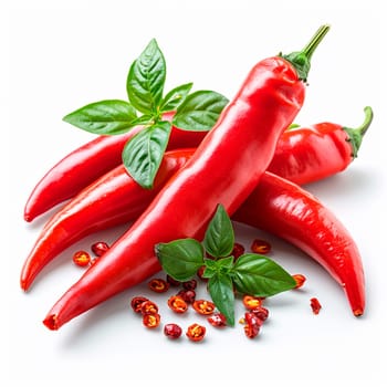 Hot chili pepper on white isolated background AI generated image