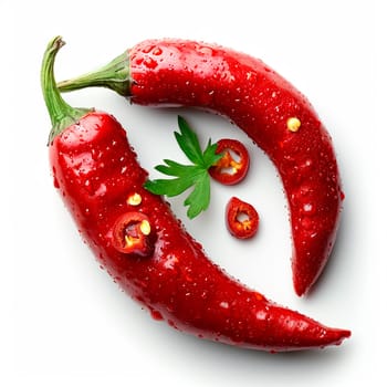 Hot chili pepper on white isolated background AI generated image