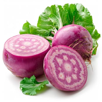 Garden crop, turnip vegetable on white isolated background AI generated image