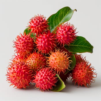 Rambutan on white isolated background AI generated image