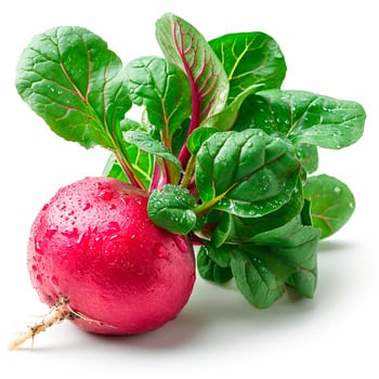 Garden crop, vegetable radish on white isolated background AI generated image