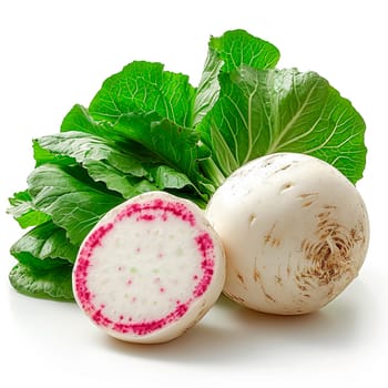 Garden crop, turnip vegetable on white isolated background AI generated image