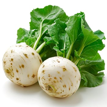 Garden crop, turnip vegetable on white isolated background AI generated image