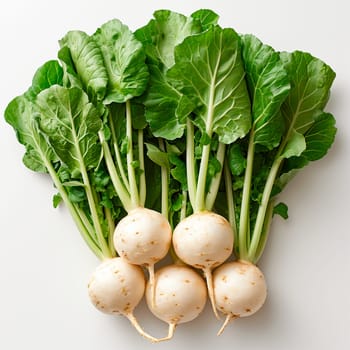 Garden crop, turnip vegetable on white isolated background AI generated image