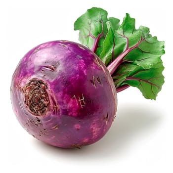 Garden crop, turnip vegetable on white isolated background AI generated image