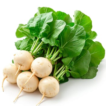Garden crop, turnip vegetable on white isolated background AI generated image