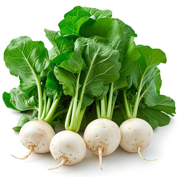 Garden crop, turnip vegetable on white isolated background AI generated image