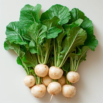 Garden crop, turnip vegetable on white isolated background AI generated image