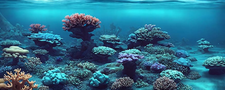 An underwater kingdom with coral reefs and blue water. AI Generated