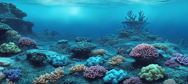 An underwater kingdom with coral reefs and blue water. AI Generated