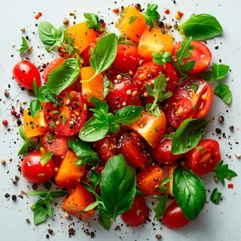 Vegetable salad on a white isolated background AI generated image