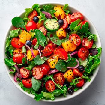 Vegetable salad on a white isolated background AI generated image
