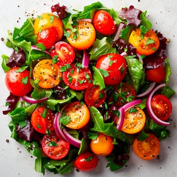 Vegetable salad on a white isolated background AI generated image