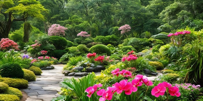 Exotic gardens, exotic and captivating beauty of botanical gardens, featuring rare plants, colorful blooms, and unique foliage