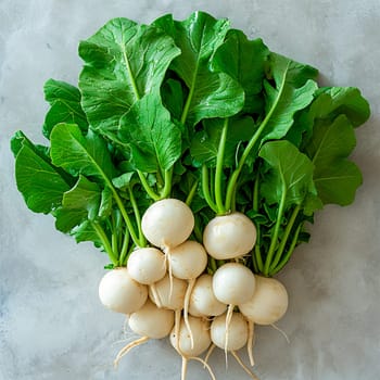 Garden crop, turnip vegetable on white isolated background AI generated image
