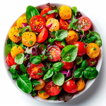 Vegetable salad on a white isolated background AI generated image