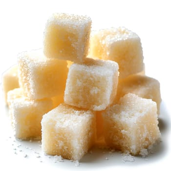 Refined sugar on a white isolated background AI generated image