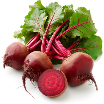 Country vegetables, beets on a white isolated background AI generated image