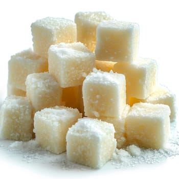 Refined sugar on a white isolated background AI generated image