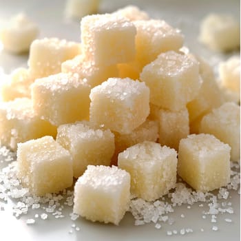 Refined sugar on a white isolated background AI generated image